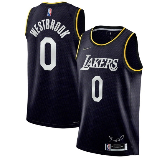 Men Los Angeles Lakers #0 Russell Westbrook 2022 Black 75th Anniversary Select Series MVP Swingman Jersey