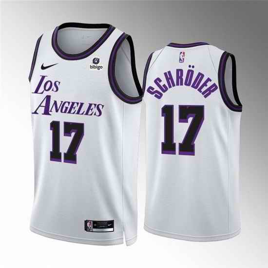 Men Los Angeles Lakers #17 Dennis Schroder White City Edition Stitched Basketball Jersey