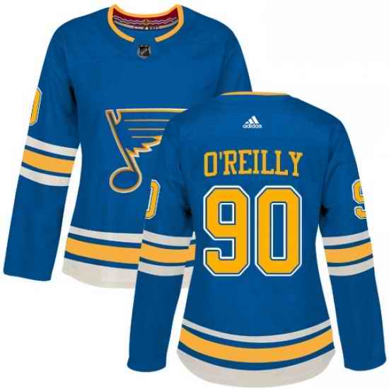 Womens Adidas St Louis Blues #90 Ryan OReilly Premier Navy Blue Alternate NHL Jerse