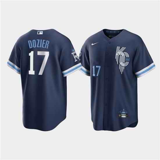 Men Kansas City Royals #17 Hunter Dozier 2022 Navy City Connect Cool Base Stitched Jerse