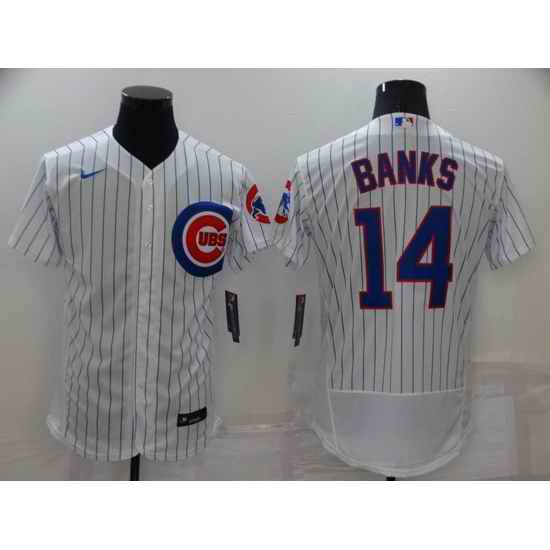 Men Chicago Cubs #14 Ernie Banks White Flex Base Stitched jersey