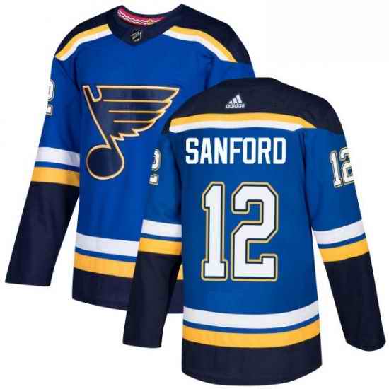 Mens Adidas St Louis Blues #12 Zach Sanford Authentic Royal Blue Home NHL Jersey