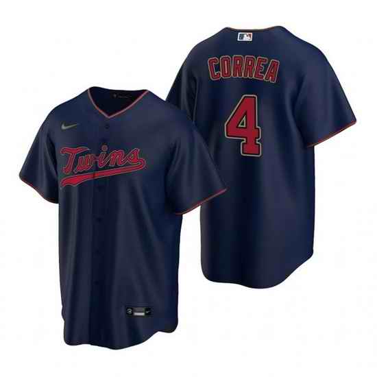 Men Minnesota Twins #4 Carlos Correa Navy Cool Base Stitched Jerse