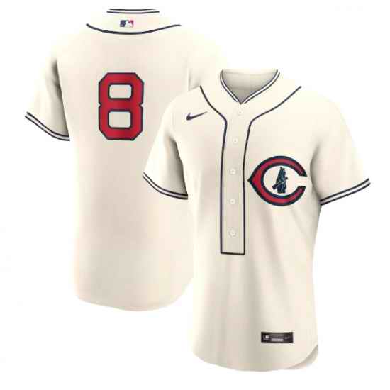 Men Chicago Cubs #8 Ian Happ 2022 Cream Field Of Dreams Stitched Baseball Jersey