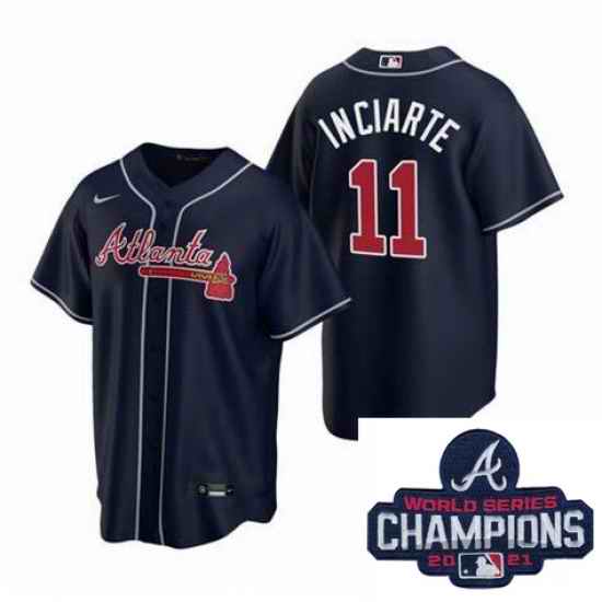 Men Nike Atlanta Braves #11 Ender Inciarter Navy Blue Alternate Stitched Baseball Stitched MLB 2021 Champions Patch Jersey