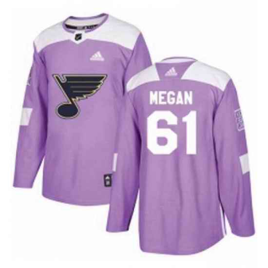 Youth Adidas St Louis Blues #61 Wade Megan Authentic Purple Fights Cancer Practice NHL Jersey