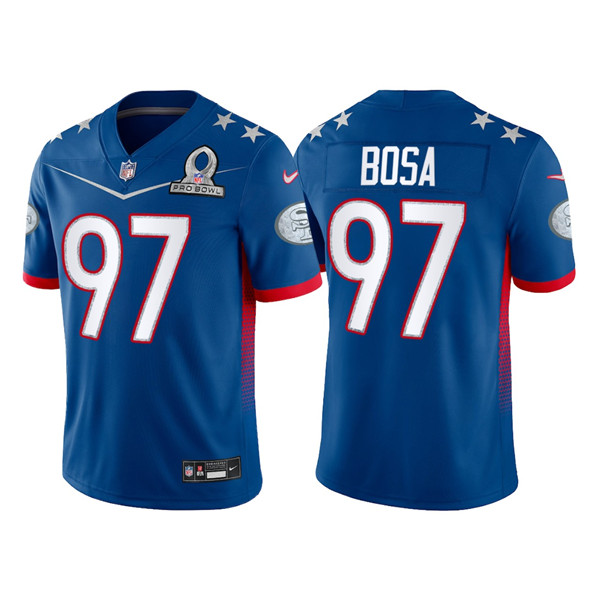 Men’s San Francisco 49ers #97 Nick Bosa 2022 Royal NFC Pro Bowl Stitched Jersey