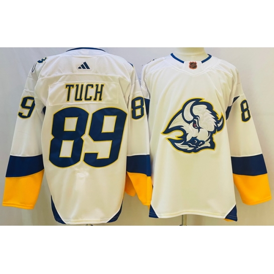 Men Buffalo Sabres 89 Alex Tuch White 2022 #23 Reverse Retro Stitched Jersey