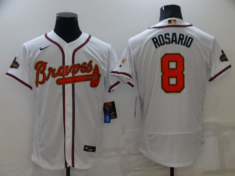 Braves #8 Eddie Rosario White 2022 Gold Program Nike Flexbase Jersey