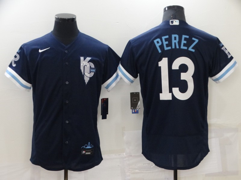 Royals #13 Salvador Perez Navy Nike 2022 City Connect Flexbase Jerseys