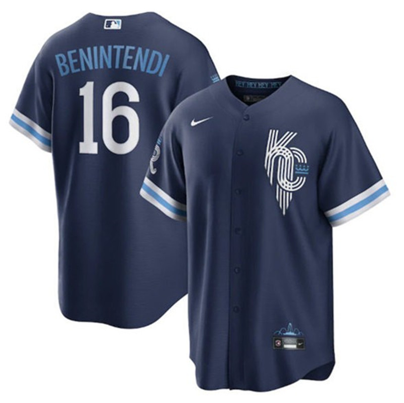 Royals #16 Andrew Benintendi Navy Nike 2022 City Connect Cool Base Jersey