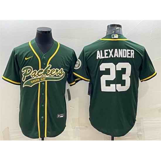 Men Green Bay Packers #23 Jaire Alexander Green With Patch Cool Base Stitched Baseball Jersey