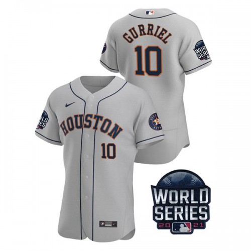 Houston Houston Astros #10 Yuli Gurriel Men’s Nike 150th Anniversary 2021 World Series Authentic MLB Jersey – Gray Men’s