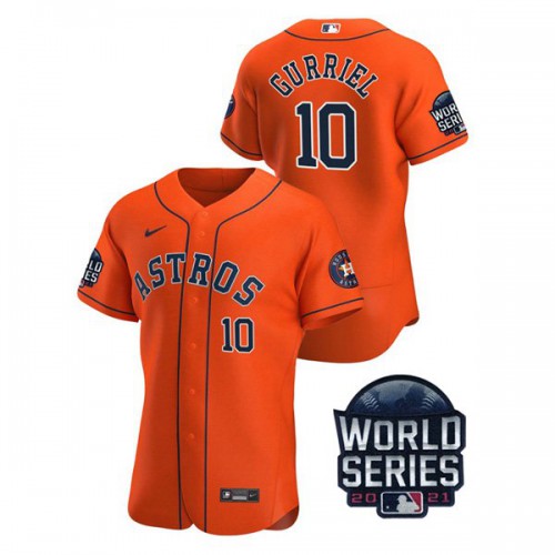 Houston Houston Astros #10 Yuli Gurriel Men’s Nike 150th Anniversary 2021 World Series Authentic MLB Jersey – Orange Men’s