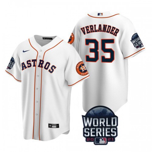 Houston Houston Astros #35 Justin Verlander  Men’s Nike 150th Anniversary 2021 World Series Game MLB Jersey – White Men’s