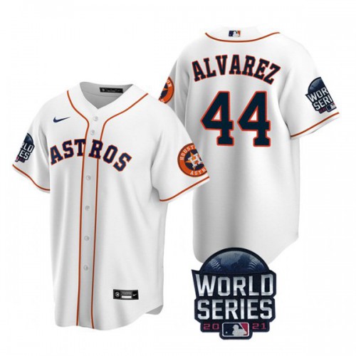 Houston Houston Astros #44 Yordan Alvarez Men’s Nike 150th Anniversary 2021 World Series Game MLB Jersey – White Men’s