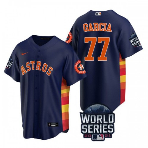 Houston Houston Astros #77 Luis Garcia Men’s Nike 150th Anniversary 2021 World Series Game MLB Jersey – Navy Men’s