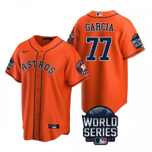 Houston Houston Astros #77 Luis Garcia Men’s Nike 150th Anniversary 2021 World Series Game MLB Jersey – Orange Men’s