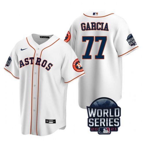 Houston Houston Astros #77 Luis Garcia Men’s Nike 150th Anniversary 2021 World Series Game MLB Jersey – White Men’s