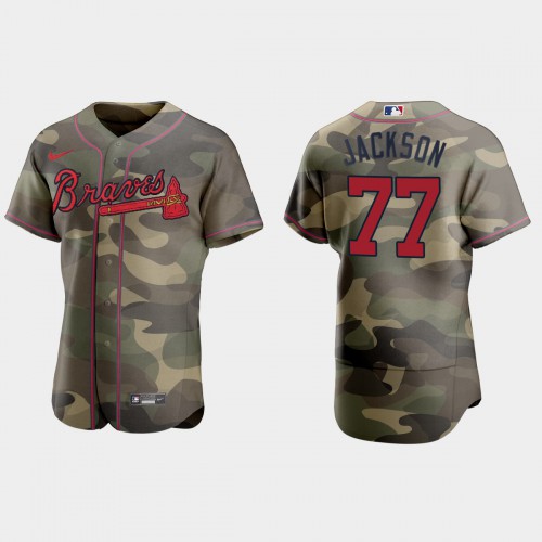 Atlanta Atlanta Braves #77 Luke Jackson Men’s Nike 2021 Armed Forces Day Authentic MLB Jersey -Camo Men’s
