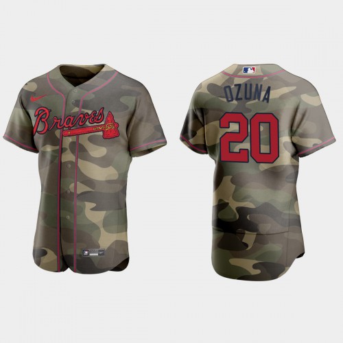 Atlanta Atlanta Braves #20 Marcell Ozuna Men’s Nike 2021 Armed Forces Day Authentic MLB Jersey -Camo Men’s
