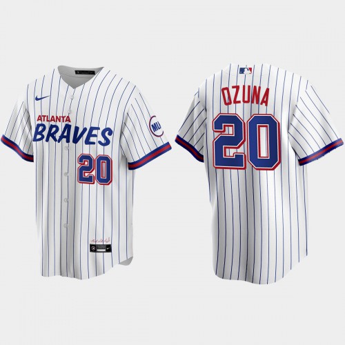 Atlanta Atlanta Braves #20 Marcell Ozuna White Men’s Nike 2021 City Connect Replica MLB Jersey Men’s