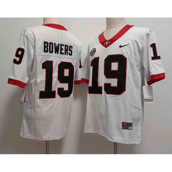 Men Georgia Bulldogs #19 Brock Bowers White College Football Game Jersey