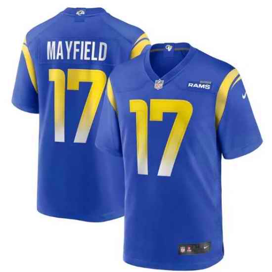 Men Nike Los Angeles Rmas Baker Mayfield #17 Blue Vapor Limited Jersey