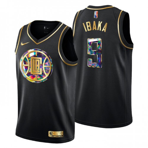 Los Angeles Los Angeles Clippers #9 Serge Ibaka Men’s Golden Edition Diamond Logo 2021/22 Swingman Jersey – Black Men’s