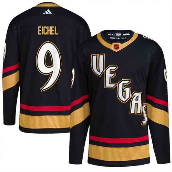 Men Vegas Golden Knights #9 Jack Eichel Black 2022 23 Reverse Retro Stitched Jersey