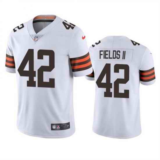 Men Cleveland Browns #42 Tony Fields II White Vapor Untouchable Limited Stitched Jersey