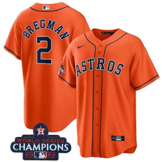 Men Houston Astros #2 Alex Bregman Orange 2022 World Series Champions Stitched Baseball Jersey