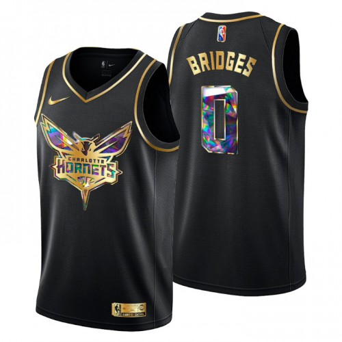 Charlotte Charlotte Hornets #0 Miles Bridges Men’s Golden Edition Diamond Logo 2021/22 Swingman Jersey – Black Men’s