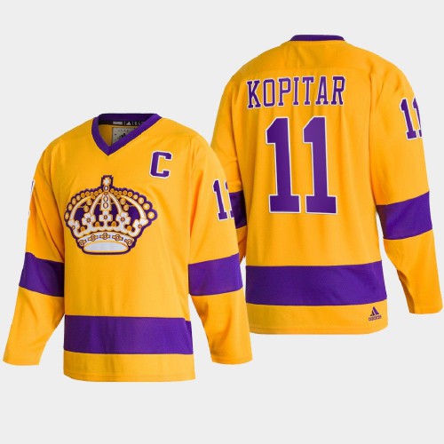 Adidas Los Angeles Kings #11 Anze Kopitar Team Classics Gold Men’s NHL 2022 Throwback Jersey Men’s