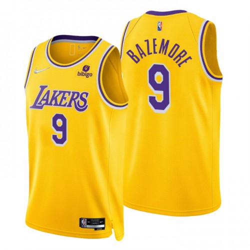Nike Los Angeles Lakers #9 Kent Bazemore Gold Men’s 2021-22 NBA 75th Anniversary Diamond Swingman Jersey – Icon Edition Men’s