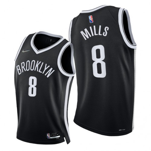 Nike Brooklyn Nets #8 Patty Mills Men’s 2021-22 75th Diamond Anniversary NBA Jersey Black Men’s->brooklyn nets->NBA Jersey