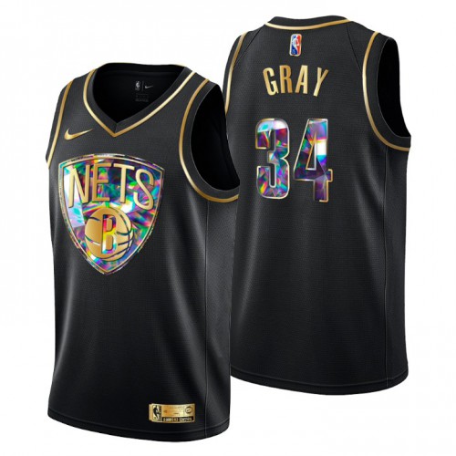 Brooklyn Brooklyn Nets #34 Raiquan Gray Men’s Golden Edition Diamond Logo 2021/22 Swingman Jersey – Black Men’s