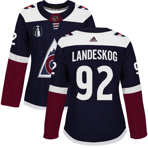 Adidas Colorado Avalanche #92 Gabriel Landeskog Navy Women’s 2022 Stanley Cup Final Patch Alternate Authentic Stitched NHL Jersey Womens