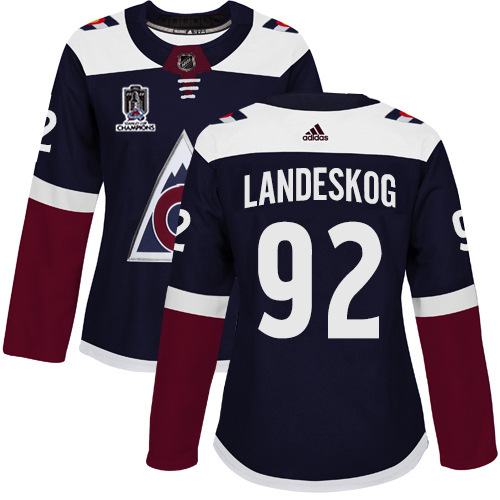 Adidas Colorado Avalanche #92 Gabriel Landeskog Navy Women’s 2022 Stanley Cup Champions Alternate Authentic Stitched NHL Jersey Womens