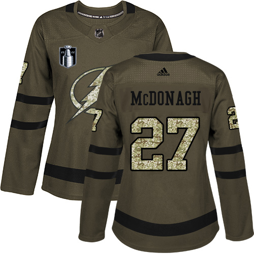 Adidas Tampa Bay Lightning #27 Ryan McDonagh Green 2022 Stanley Cup Final Patch Women’s Salute to Service Stitched NHL Jersey Womens