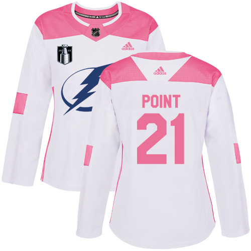 Adidas Tampa Bay Lightning #41 Pierre-Edouard Bellemare White/Pink 2022 Stanley Cup Final Patch Authentic Fashion Women’s Stitched NHL Jersey Womens