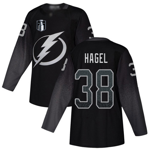 Adidas Tampa Bay Lightning #38 Brandon Hagel Black 2022 Stanley Cup Final Patch Alternate Authentic Stitched Youth NHL Jersey Youth