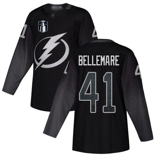 Adidas Tampa Bay Lightning #41 Pierre-Edouard Bellemare Black 2022 Stanley Cup Final Patch Alternate Authentic Stitched Youth NHL Jersey Youth