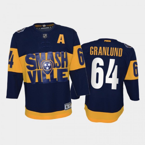 Adidas Nashville Predators #64 Mikael Granlund Youth 2022 Stadium Series Game NHL Jersey – Navy Youth