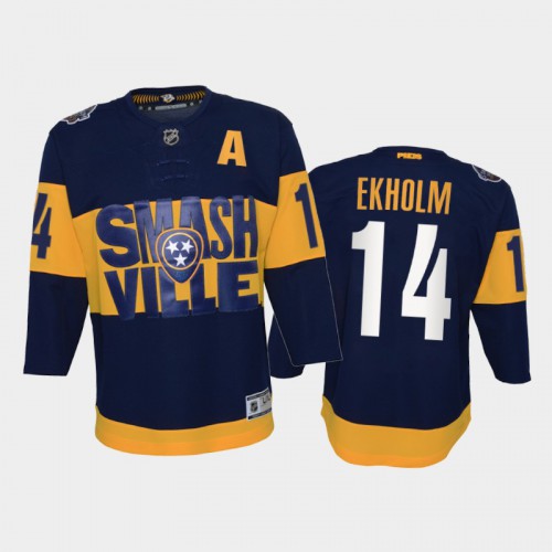 Adidas Nashville Predators #14 Mattias Ekholm Youth 2022 Stadium Series Game NHL Jersey – Navy Youth