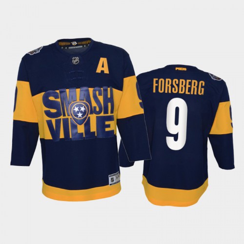 Adidas Nashville Predators #9 Filip Forsberg Youth 2022 Stadium Series Game NHL Jersey – Navy Youth