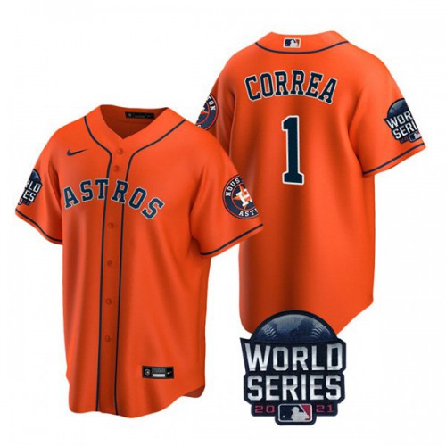 Houston Houston Astros #1 Carlos Correa Youth Nike 150th Anniversary 2021 World Series Authentic MLB Jersey – Orange Youth