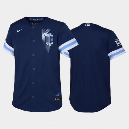 Kansas City Kansas City Royals #23 Zack Greinke Youth Replica 2022 City Connect Navy Jersey Youth