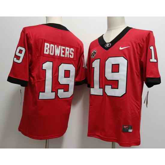 Men Georgia Bulldogs #19 Brock Bowers Red College Football Game Jersey