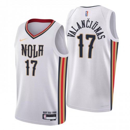 New Orleans New Orleans Pelicans #17 Jonas Valanciunas Men’s Nike White 2021/22 Swingman NBA Jersey – City Edition Men’s